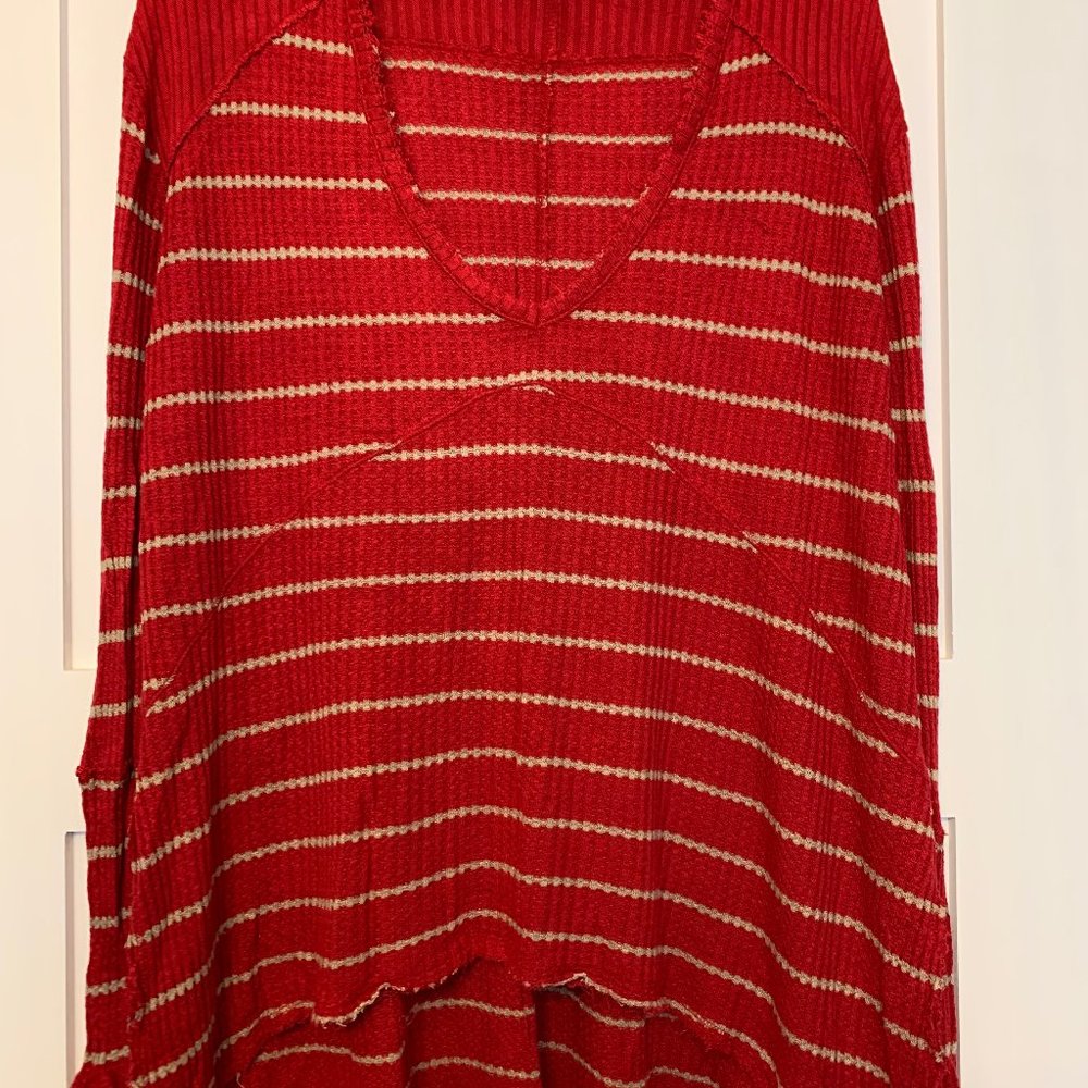 Free People Thermal Red Striped Top Size Small
